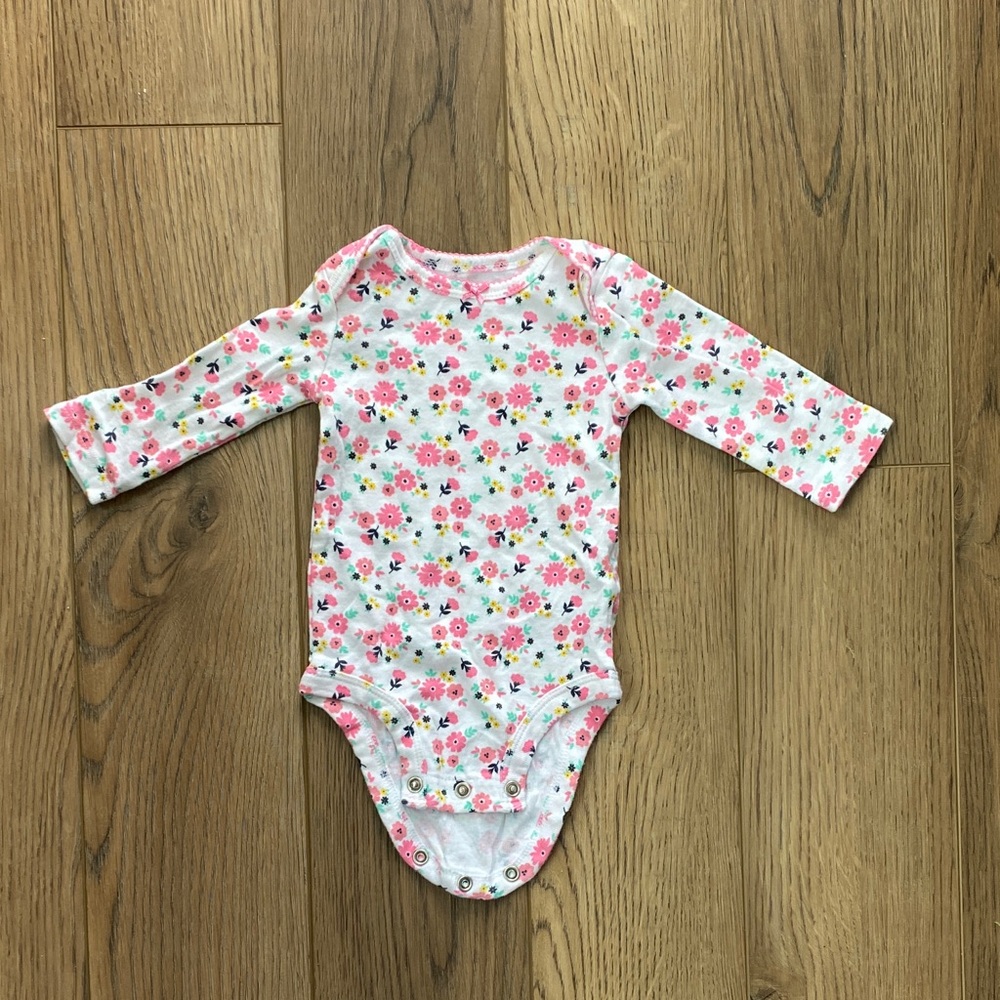 Carter's Floral Pink and White Bodysuit